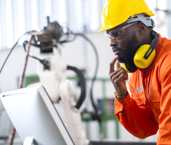 portrait-native-american-engineer-technician-wearing-safty-uniform-hand-contril-automation-robot-arm-welding-machine-with-laptop-industrial-40-factory-background-concept-min